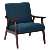 OSP Home Furnishings DVS51-K14 Davis Chair in Klein Azure fabric with medium Espresso frame.